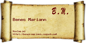 Benes Mariann névjegykártya