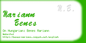 mariann benes business card